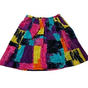 Trina Turk Bold Abstract Colorful Pleated A Line Mini Skirt Size 6 EUC